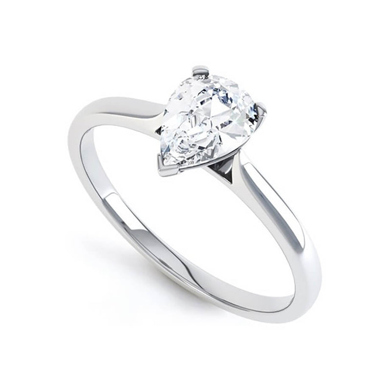 SLOANE - Pear Moissanite 18k White Gold Solitaire Ring Engagement Ring Lily Arkwright