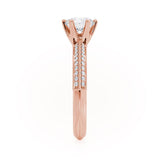 VICTORIA - Round Natural Diamond 18k Rose Gold Shoulder Set Ring Engagement Ring Lily Arkwright