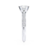 VICTORIA - Round Moissanite & Diamond 18k White Gold Shoulder Set Ring Engagement Ring Lily Arkwright