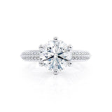 VICTORIA - Round Natural Diamond 950 Platinum Shoulder Set Ring Engagement Ring Lily Arkwright