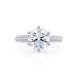 VICTORIA - Round Lab Diamond 18k White Gold Shoulder Set Ring Engagement Ring Lily Arkwright