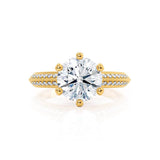 VICTORIA - Round Natural Diamond 18k Yellow Gold Shoulder Set Ring Engagement Ring Lily Arkwright