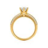 VICTORIA - Round Moissanite & Diamond 18k Yellow Gold Shoulder Set Ring Engagement Ring Lily Arkwright
