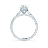 VIOLA - Oval Moissanite & Diamond 18k White Gold Shoulder Set Ring Engagement Ring Lily Arkwright