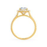 VIOLETTE - Cushion Moissanite & Diamond 18k Yellow Gold Petite Halo Ring Engagement Ring Lily Arkwright