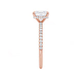 LIVELY - Princess Moissanite & Diamond 18k Rose Gold Hidden Halo Micro Pavé Shoulder Set Engagement Ring Lily Arkwright