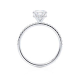 LIVELY - Cushion Moissanite & Diamond Platinum Hidden Halo Micro Pavé Shoulder Set Engagement Ring Lily Arkwright
