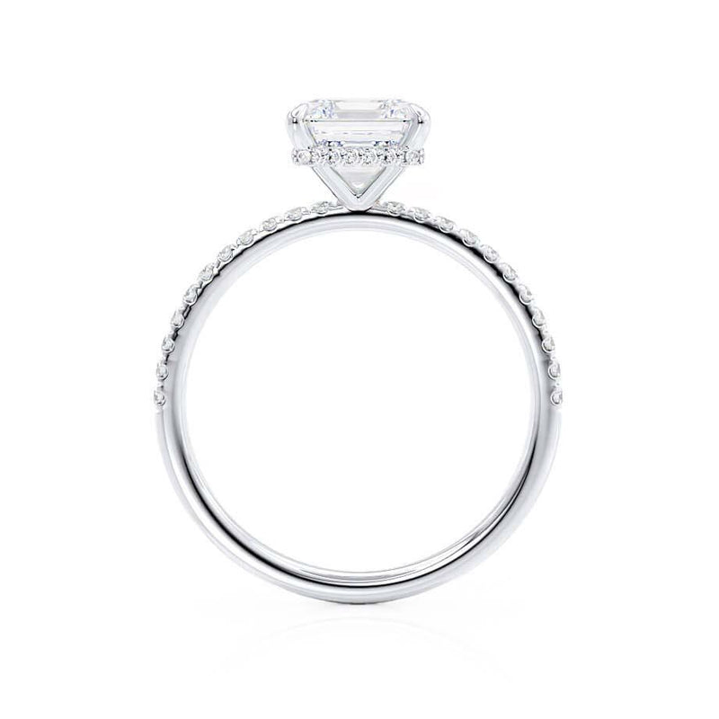 LIVELY - Princess Moissanite & Diamond Platinum Hidden Halo Micro Pavé Shoulder Set Engagement Ring Lily Arkwright