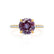 Lively yellow gold shoulder set Chatham round alexandrite diamond engagement ring Lily Arkwright