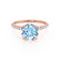 LIVELY - Chatham® Round Aqua Spinal 18k Rose Gold Petite Hidden Halo Pavé Shoulder Set Ring Engagement Ring Lily Arkwright