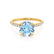 LIVELY - Chatham® Round Aqua Spinal 18k Yellow Gold Petite Hidden Halo Pavé Shoulder Set Ring Engagement Ring Lily Arkwright