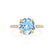 Lively yellow gold shoulder set Chatham round aqua spinel diamond engagement ring Lily Arkwright 