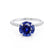 Lively Round cut blue sapphire lab diamond engagement ring 18k white gold shoulder set ring by Lily Arkwright 