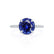 LIVELY - Round Blue Sapphire 950 Platinum Petite Hidden Halo Pavé Shoulder Set Ring Engagement Ring Lily Arkwright