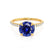 Lively Round cut blue sapphire lab diamond engagement ring 18k yellow gold shoulder set ring by Lily Arkwright