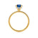 Lively round cut chatham blue sapphire lab diamond engagement ring 18k yellow gold classic hidden halo Lily Arkwright 