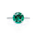 LIVELY - Chatham® Round Emerald 18k White Gold Petite Hidden Halo Pavé Shoulder Set Ring Engagement Ring Lily Arkwright
