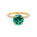 LIVELY - Chatham® Round Emerald 18k Yellow Gold Petite Hidden Halo Pavé Shoulder Set Ring Engagement Ring Lily Arkwright