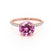 LIVELY Chatham® Round Pink Sapphire 18k Rose Gold Petite Hidden Halo Pavé Shoulder Set Ring Engagement Ring Lily Arkwright