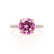 LIVELY Chatham® Round Pink Sapphire 18k Rose Gold Petite Hidden Halo Pavé Shoulder Set Ring Engagement Ring Lily Arkwright