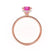 LIVELY Chatham® Round Pink Sapphire 18k Rose Gold Petite Hidden Halo Pavé Shoulder Set Ring Engagement Ring Lily Arkwright