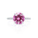 Lively white gold shoulder set Chatham round pink sapphire diamond engagement ring Lily Arkwright 