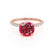 LIVELY - Chatham® Round Ruby 18k Rose Gold Petite Hidden Halo Pavé Shoulder Set Ring Engagement Ring Lily Arkwright