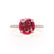 LIVELY - Chatham® Round Ruby 18k Rose Gold Petite Hidden Halo Pavé Shoulder Set Ring Engagement Ring Lily Arkwright