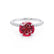 LIVELY - Chatham® Round Ruby 18k White Gold Petite Hidden Halo Pavé Shoulder Set Ring Engagement Ring Lily Arkwright