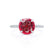 LIVELY - Chatham® Round Ruby 18k White Gold Petite Hidden Halo Pavé Shoulder Set Ring Engagement Ring Lily Arkwright