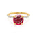 LIVELY - Chatham® Round Ruby 18k Yellow Gold Petite Hidden Halo Pavé Shoulder Set Ring Engagement Ring Lily Arkwright