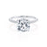LIVELY - Cushion Lab Diamond Platinum Petite Hidden Halo Pavé Shoulder Set Engagement Ring Lily Arkwright