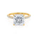 LIVELY - Princess Moissanite & Diamond 18k Yellow Gold Hidden Halo Micro Pavé Shoulder Set Engagement Ring Lily Arkwright