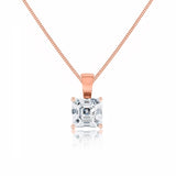 LOLA - Asscher Cut Moissanite 4 Claw Pendant 18k Rose Gold Pendant Lily Arkwright
