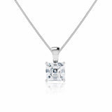 LOLA - Asscher Cut Moissanite 4 Claw Pendant 18k White Gold Pendant Lily Arkwright