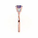 LOVETTA - Round & Baguette Chatham® Alexandrite 18k Rose Gold Trilogy Engagement Ring Lily Arkwright