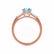 LOVETTA - Round & Baguette Chatham® Aqua Spinel 18k Rose Gold Trilogy Engagement Ring Lily Arkwright