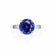 Lovetta platinum shoulder set Chatham round blue sapphire diamond engagement ring Lily Arkwright