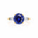 LOVETTA - Round & Baguette Chatham® Blue Sapphire 18k Yellow Gold Trilogy Engagement Ring Lily Arkwright