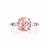 Lovetta rose gold shoulder set Chatham round champagne sapphire diamond engagement ring Lily Arkwright