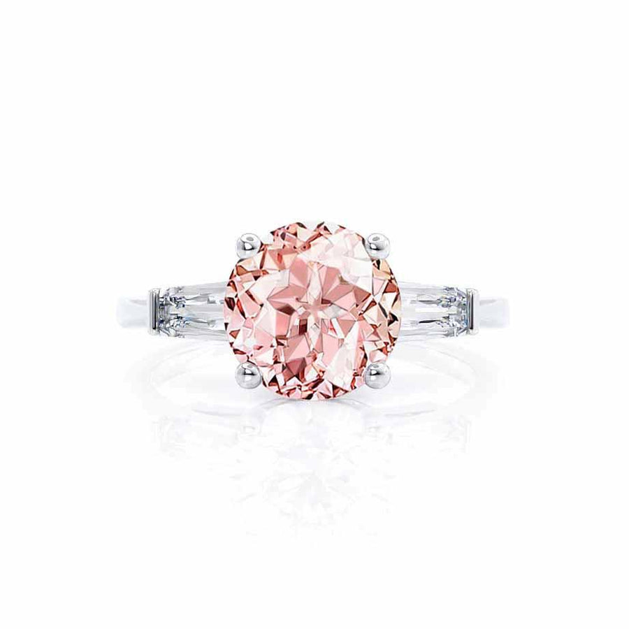LOVETTA - Round Morganite Pink Sapphire & Diamond Baguette