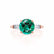 Lovetta rose gold shoulder set Chatham round emerald diamond engagement ring Lily Arkwright