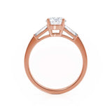 LOVETTA - Round & Baguette Natural Diamond 18k Rose Gold Trilogy Engagement Ring Lily Arkwright