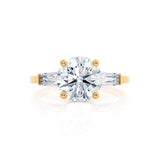 LOVETTA - Round & Baguette Lab Diamond 18k Yellow Gold Trilogy Engagement Ring Lily Arkwright