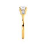 LOVETTA - Round & Baguette Natural Diamond 18k Yellow Gold Trilogy Engagement Ring Lily Arkwright