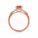 lovetta brilliant round cut padparadscha sapphire and diamond engagement ring rose gold trilogy Lily Arkwright