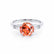 LOVETTA - Round & Baguette Chatham® Padparadscha Sapphire 18k White Gold Trilogy Engagement Ring Lily Arkwright