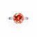 LOVETTA - Round & Baguette Chatham® Padparadscha Sapphire 18k White Gold Trilogy Engagement Ring Lily Arkwright