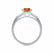 LOVETTA - Round & Baguette Chatham® Padparadscha Sapphire 18k White Gold Trilogy Engagement Ring Lily Arkwright