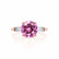 Lovetta rose gold shoulder set Chatham round pink sapphire diamond engagement ring Lily Arkwright